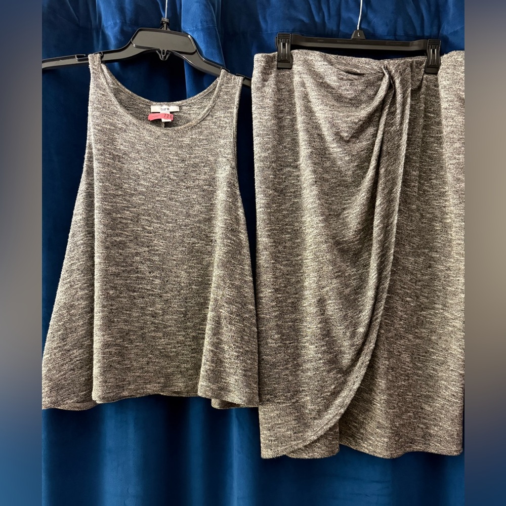 Bar III Gray Asymmetrical Skirt Set
